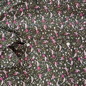 Lands' End Petite Small Choco Brown pheasant peacock button down
